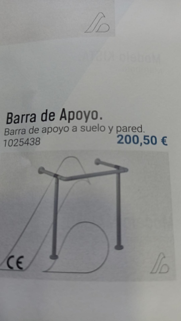 BARRA APOYO FIJA SUELO Y PARED