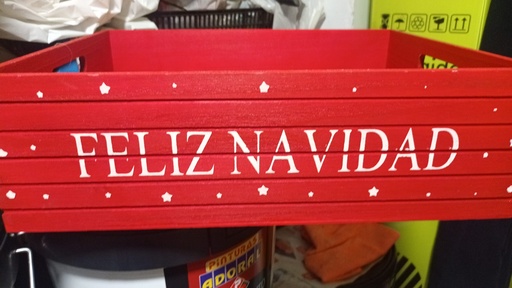 CAJA MADERA FELIZ NAVIDAD GRANDE